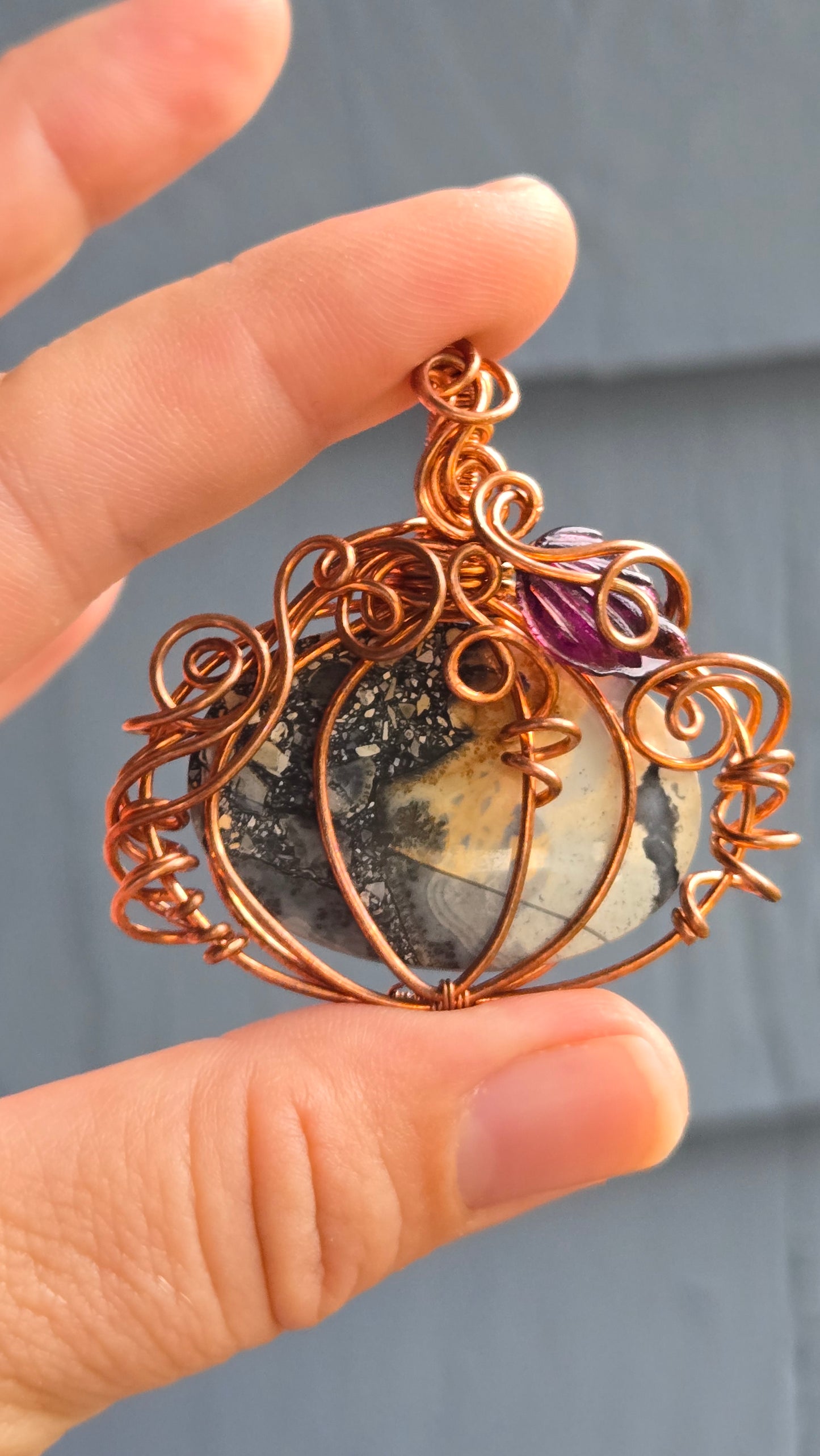 Pumpkin Wire Wrapped Pendant
