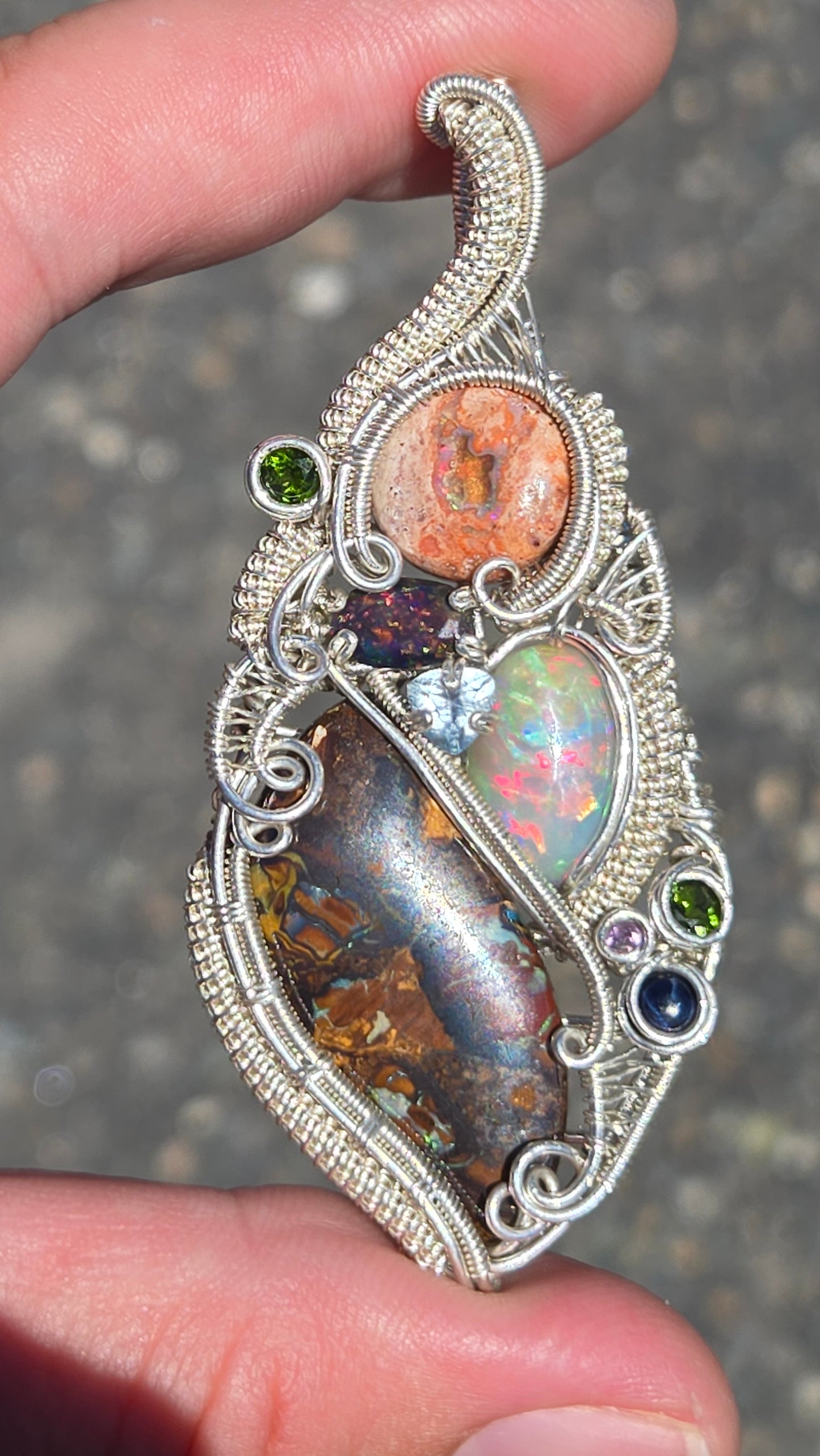Grounded Wire wrapped pendant