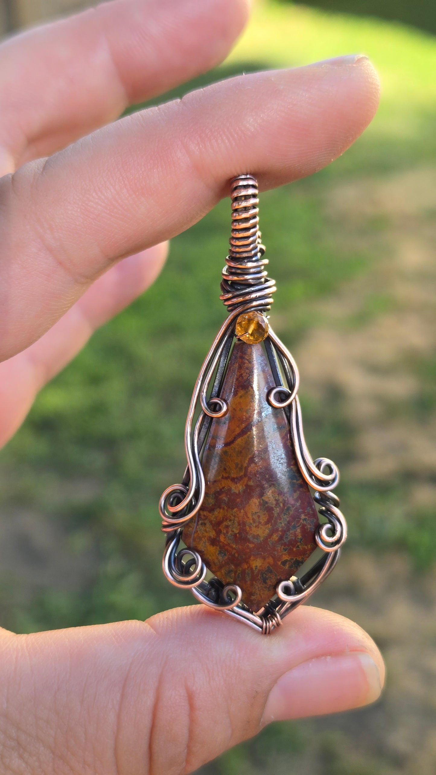 Jasper Wire Wrapped Pendant