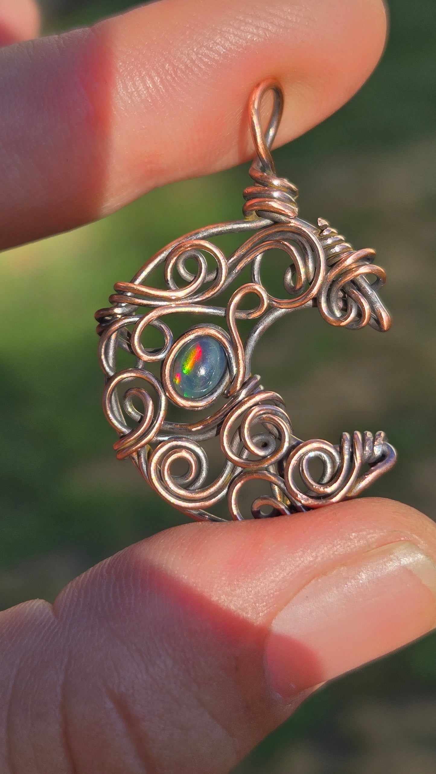 Crescent Moon Wire Wrapped Pendant