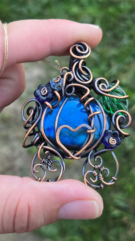 Pumpkin Carriage Wire Wrapped Pendant
