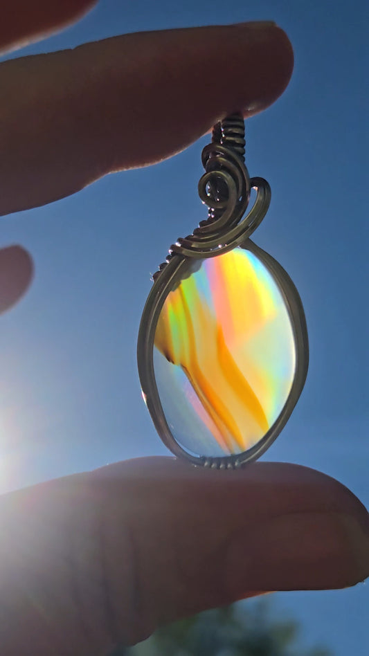 Iris Agate Wire Wrapped Pendant
