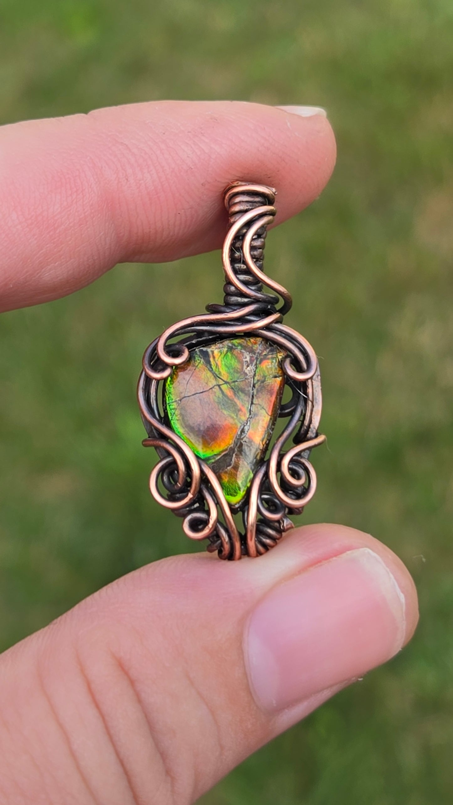 Ammolite Mini Wire Wrapped Pendant