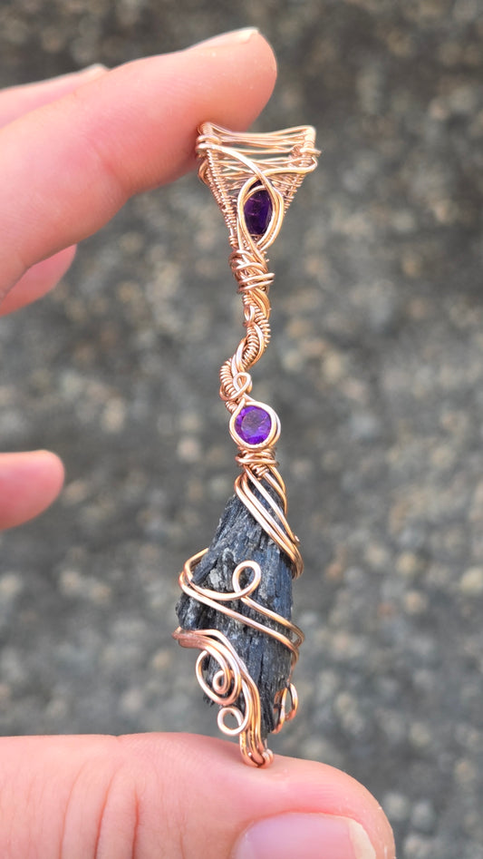 Rose Gold Witches Broom Wire Wrapped Pendant