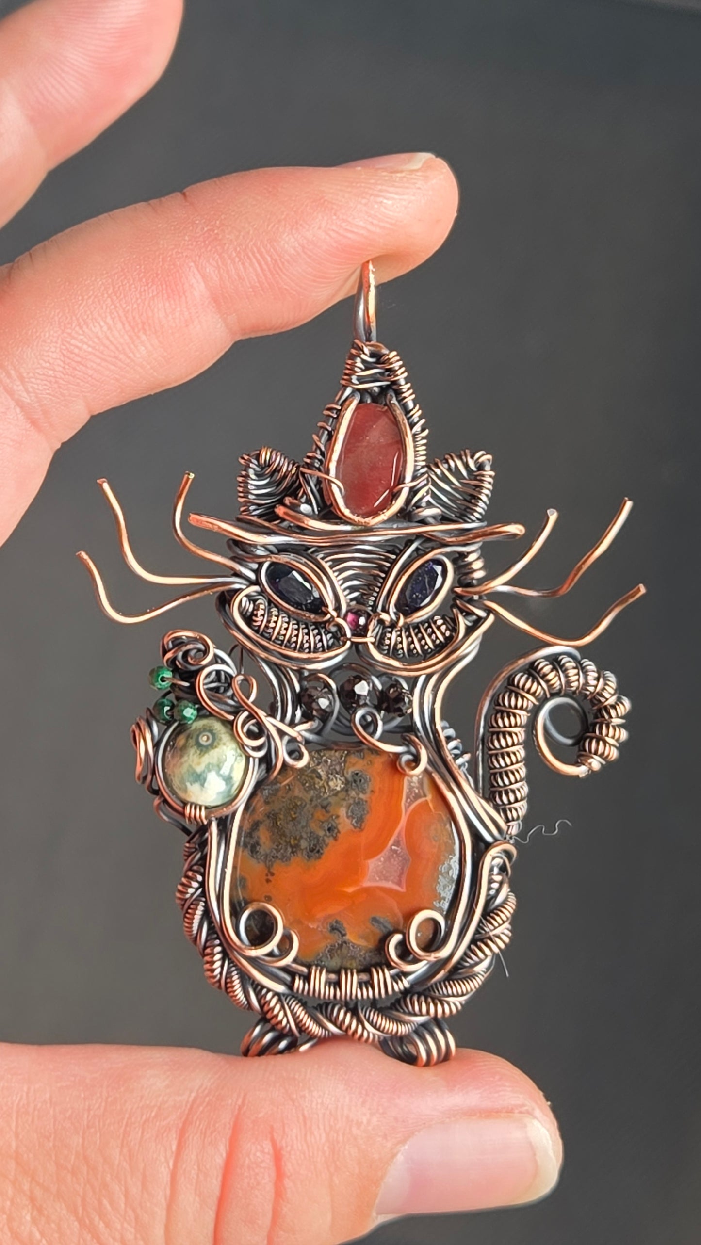 Magical Kitty Wire Wrapped Pendant