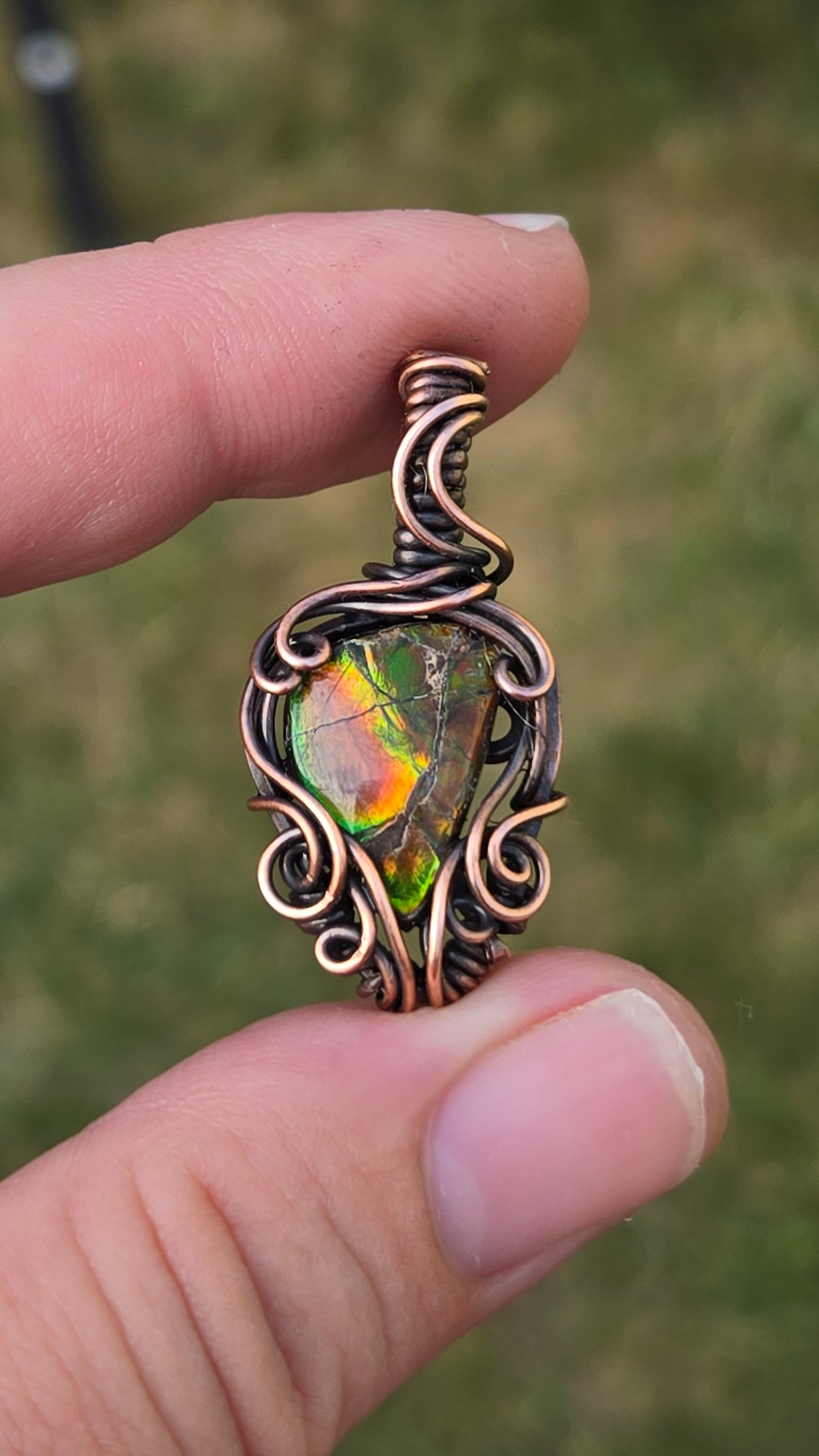 Ammolite Mini Wire Wrapped Pendant