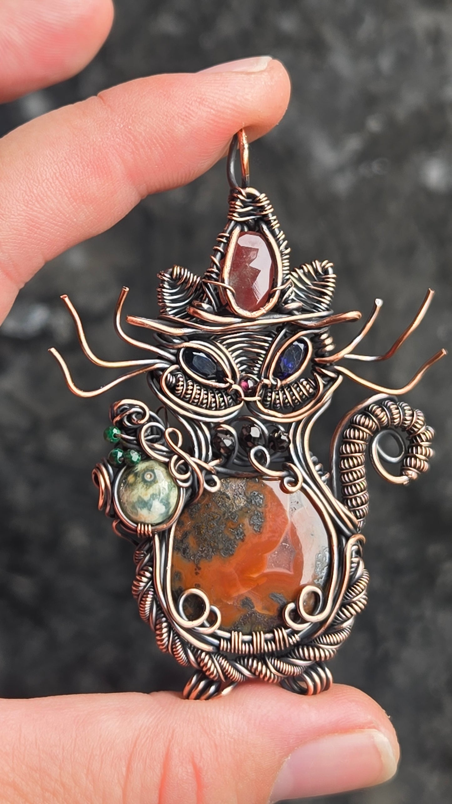 Magical Kitty Wire Wrapped Pendant