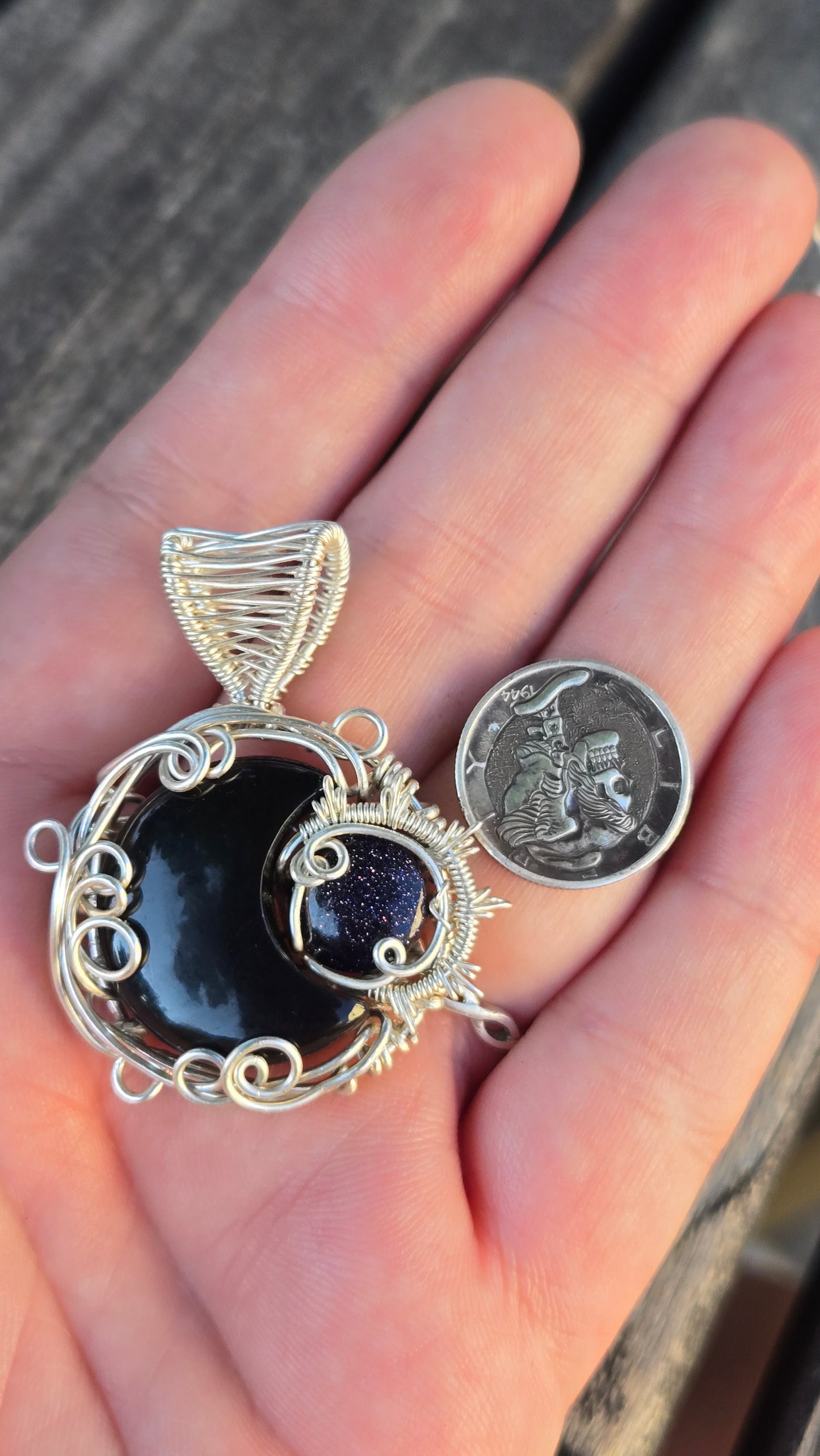 Sun and Moon Wire Wrapped Pendant