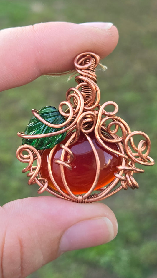 Pumpkin Wire Wrapped Pendant